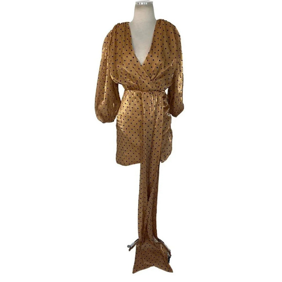 4SI3NNA Alora Dress in Gold Medium Womens Mini Polka Dot Cocktail Party - Picture 6 of 12